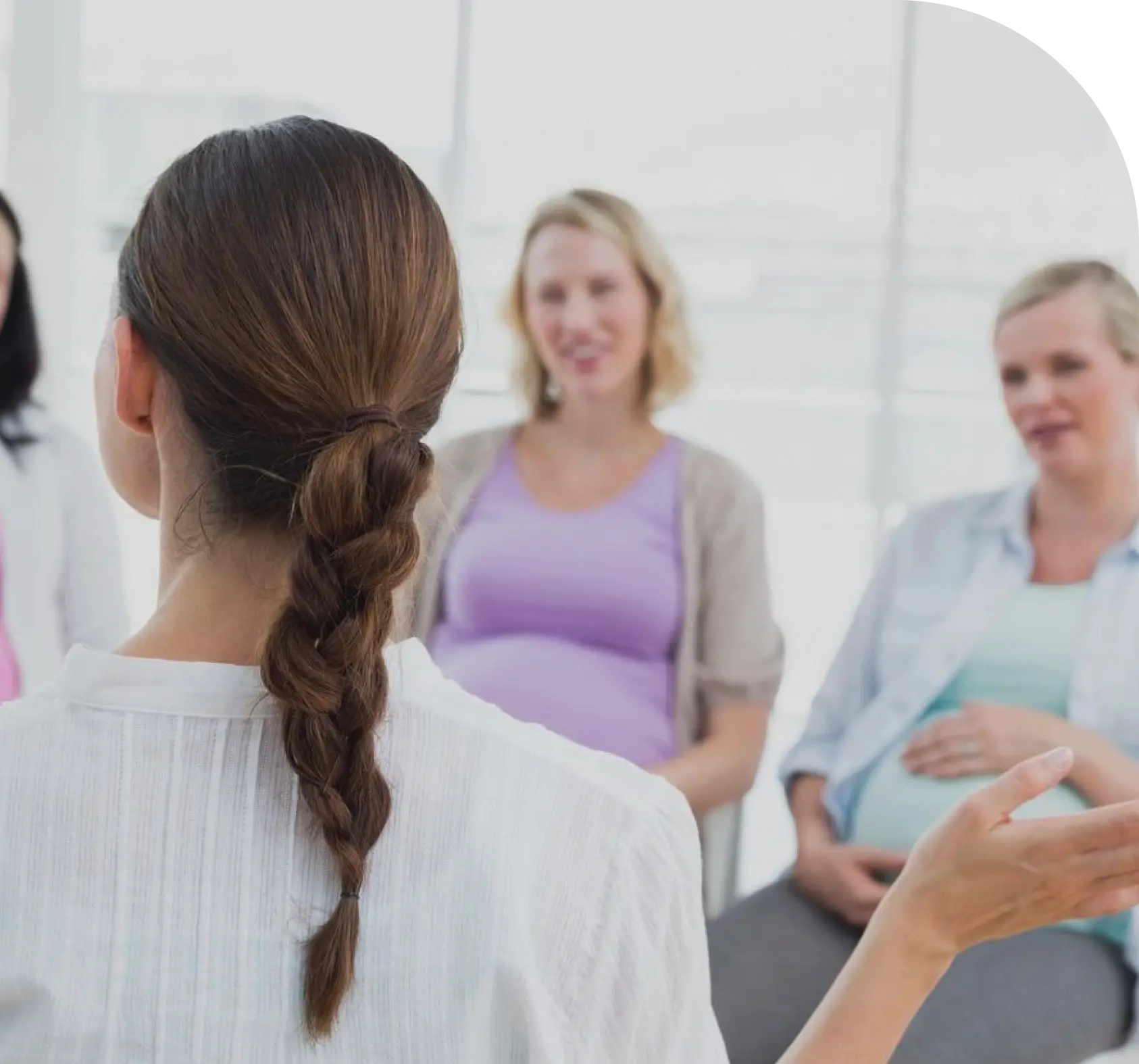 Pregnant women attending a group session.